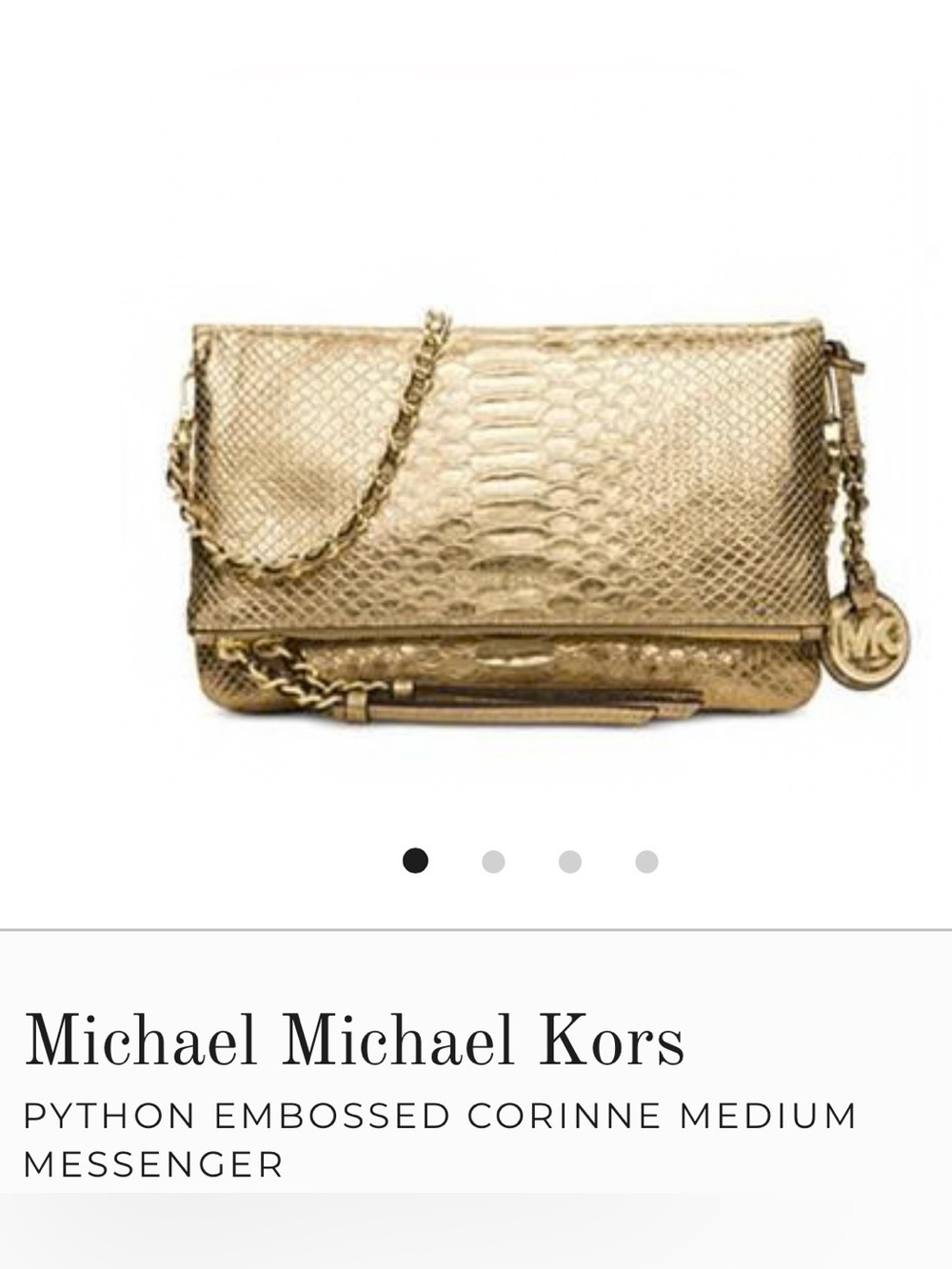 Michael Kors Gold Embossed Corinne Medium Messenger Bag